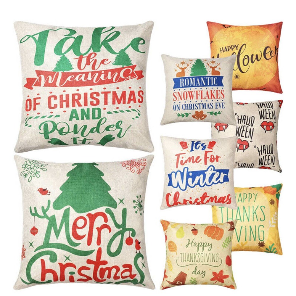 Fall/Winter Holiday Pillow Covers 18x18 Inch Set of 8